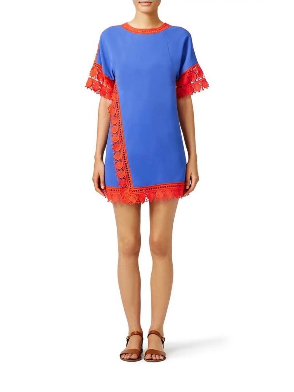 Tory Burch Marissa Crochet Trim Runway Blue Tunic Dress Size S | $595 Retail